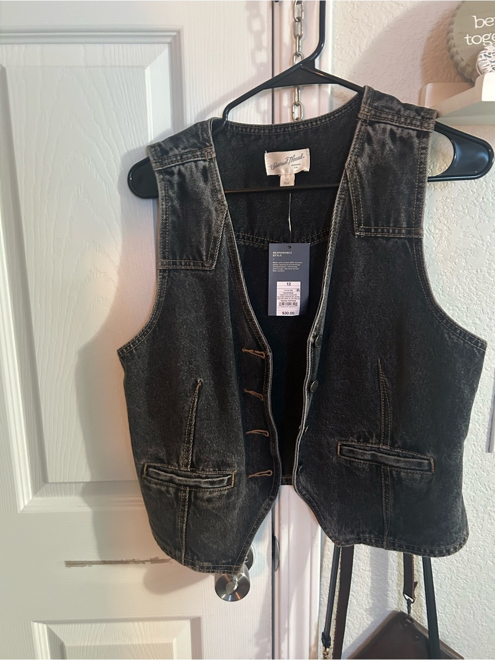 Vintage Black Washed Denim Vest